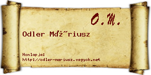 Odler Máriusz névjegykártya